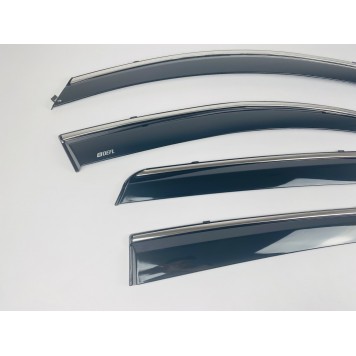 Дефлекторы окон Nissan Qashqai I 2006-2014 с нерж. хром полоской-4